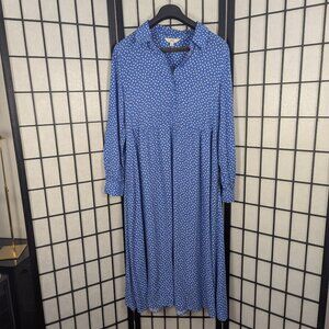 M&S Blue Polka Dot Midi Dress Sz 12 (US)